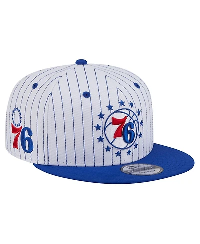New Era Men's White Philadelphia 76ers Deceptor Pinstripe 9FIFTY Snapback Hat