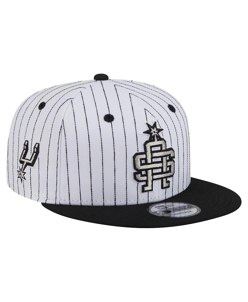 New Era Men's White San Antonio Spurs Deceptor Pinstripe 9FIFTY Snapback Hat