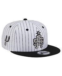 New Era Men's White San Antonio Spurs Deceptor Pinstripe 9FIFTY Snapback Hat