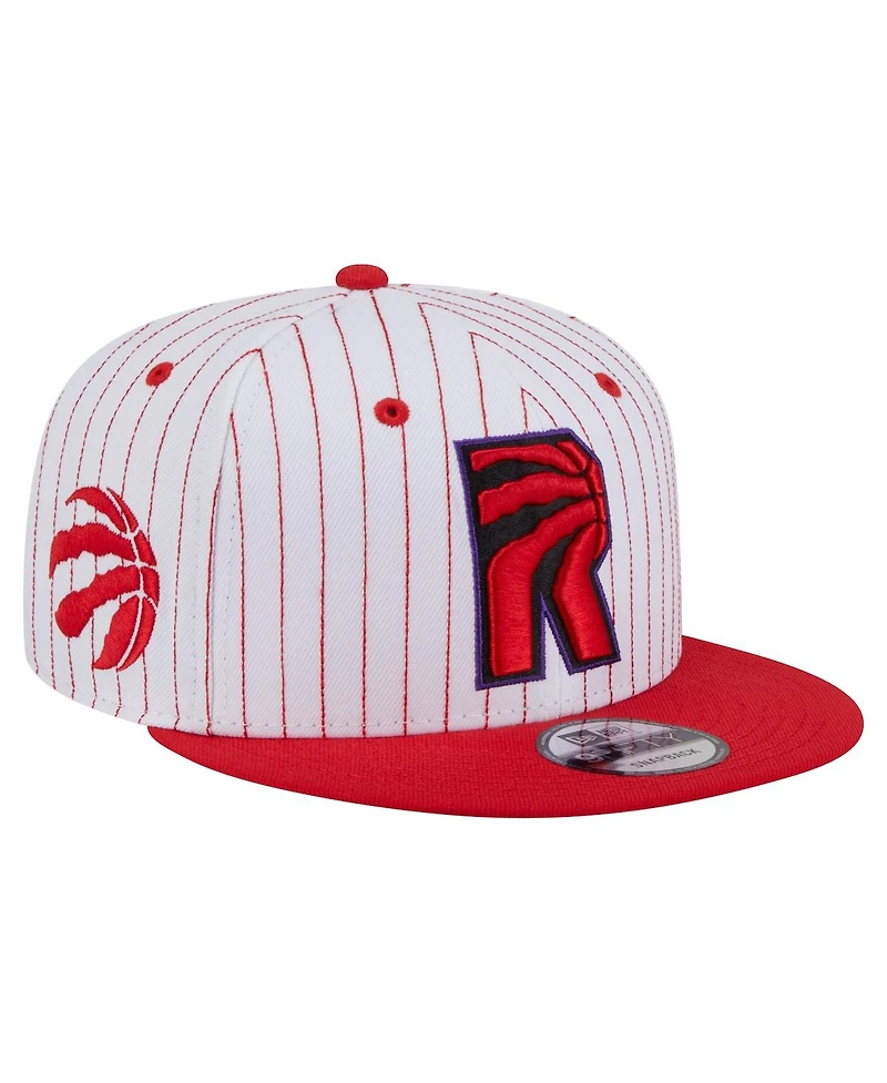 New Era Men's White Toronto Raptors Deceptor Pinstripe 9FIFTY Snapback Hat
