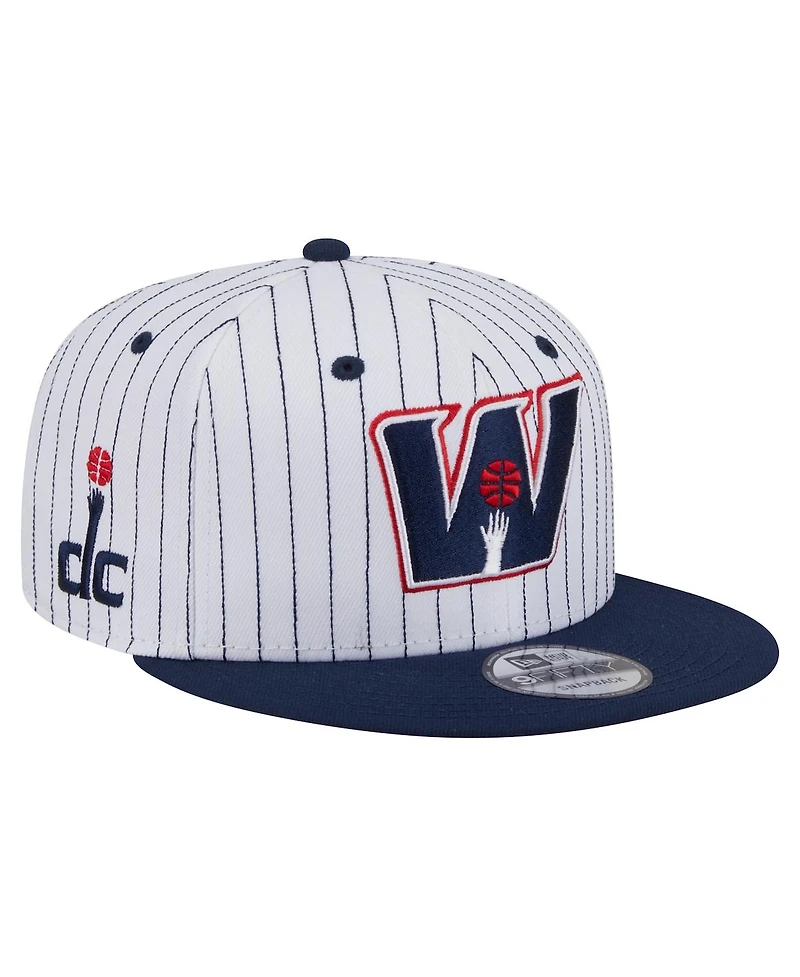 New Era Men's White Washington Wizards Deceptor Pinstripe 9FIFTY Snapback Hat