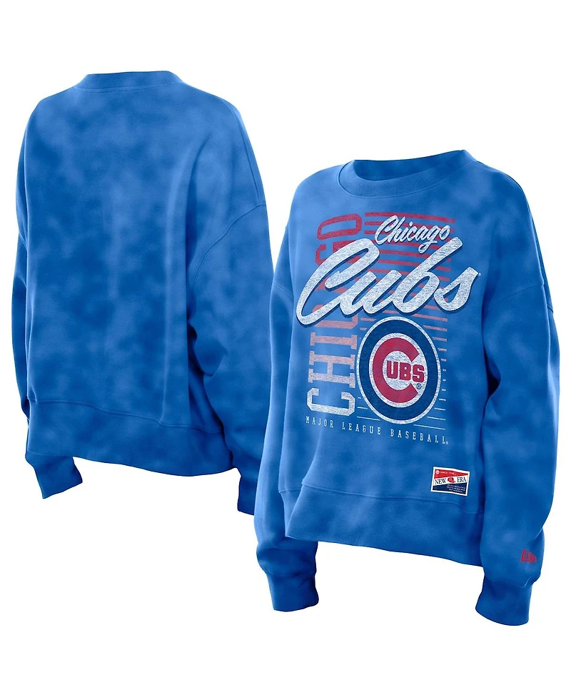 New Era Women's Royal Chicago Cubs Boxy Mineral Wash Dolmen Sleeve Sweatshirt