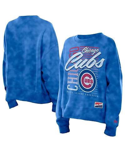 New Era Women's Royal Chicago Cubs Boxy Mineral Wash Dolmen Sleeve Sweatshirt
