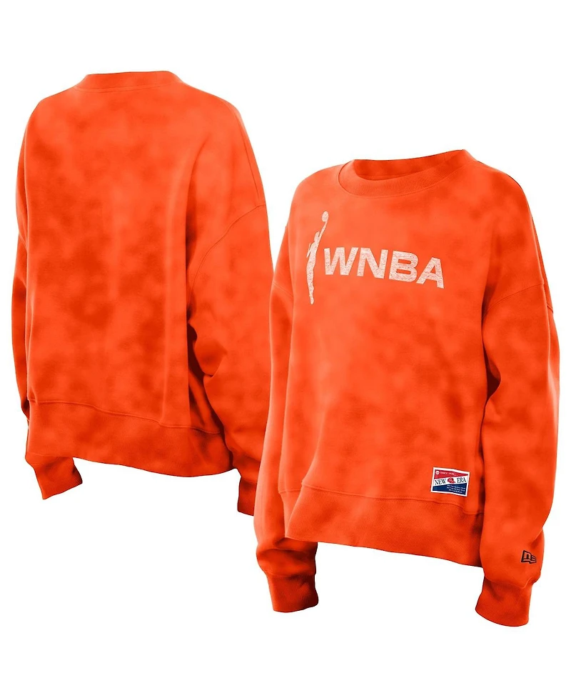 New Era Women's Orange Wnba Oversized Mineral Wash Sweatshirt