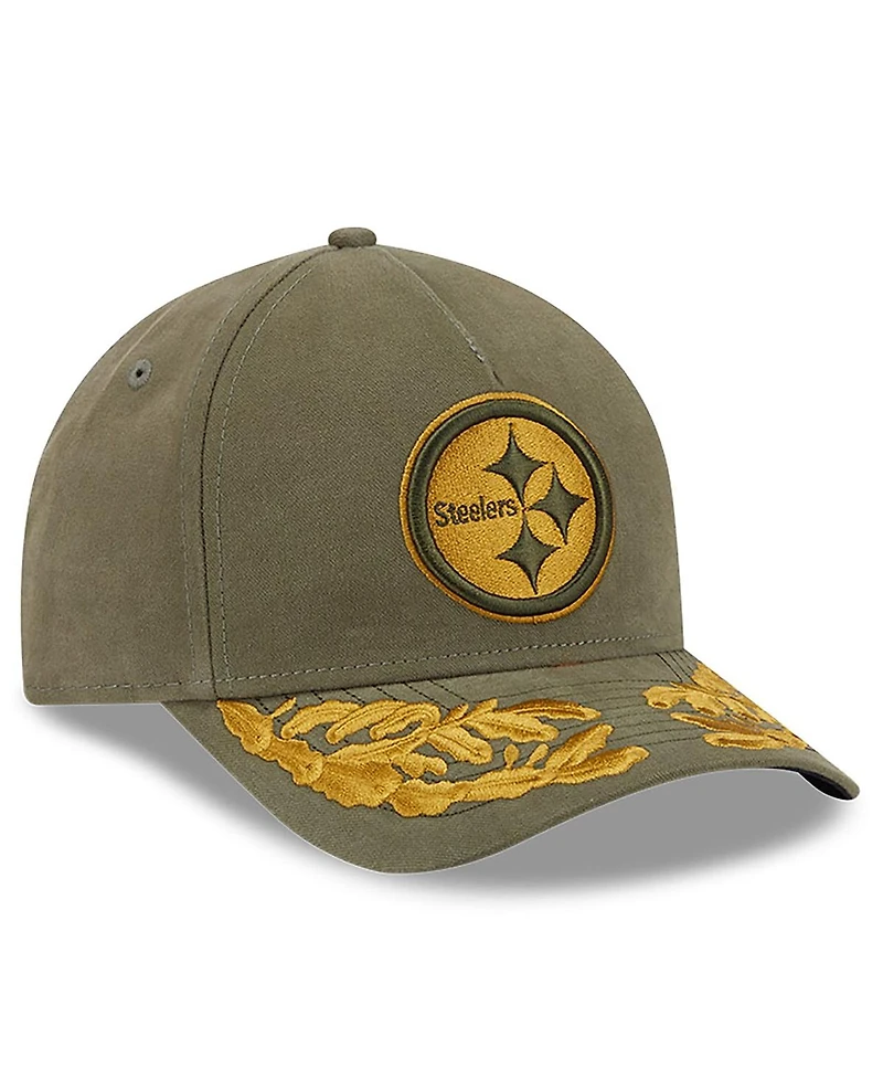New Era x Alpha Men's Industries Olive Pittsburgh Steelers A-Frame 9FORTY Adjustable Hat