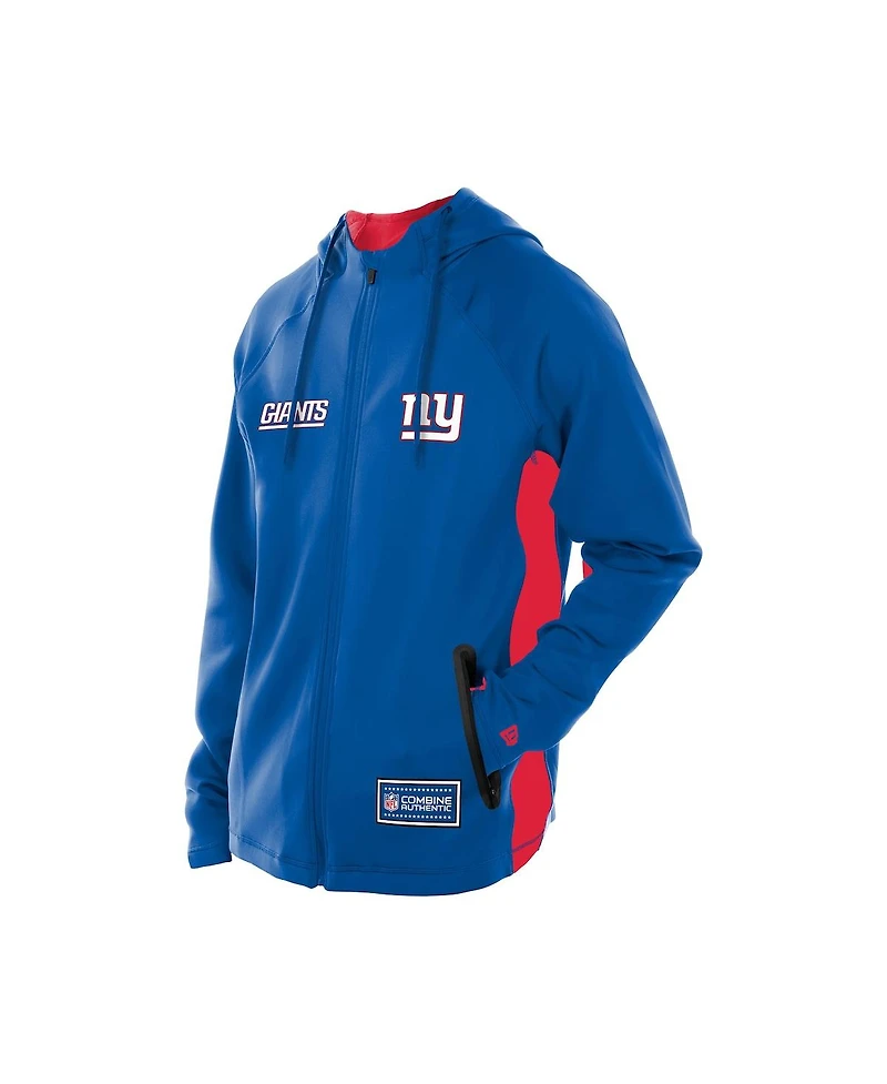 New Era Men's Royal York Giants Combine Authentic Raglan Scuba Full-Zip Hoodie