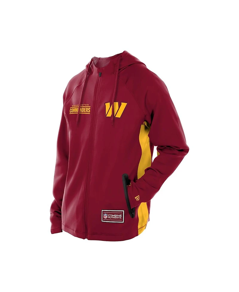 New Era Men's Burgundy Washington Commanders Combine Authentic Raglan Scuba Full-Zip Hoodie