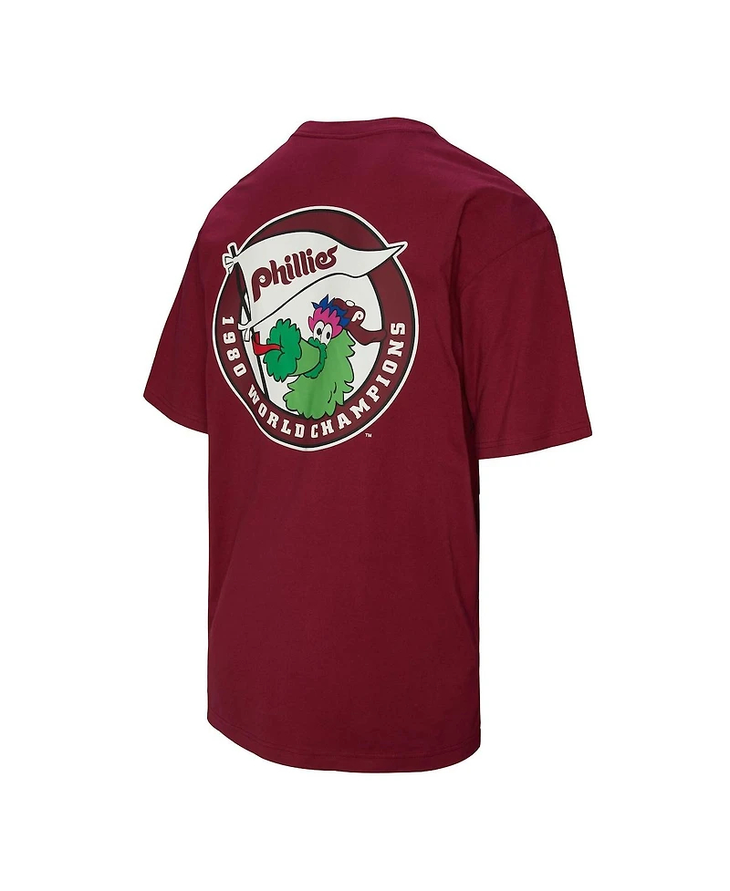 Mitchell & Ness Men's Burgundy Philadelphia Phillies Double Hit Mascot Pocket T-Shirt