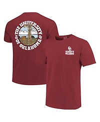 Image One Men's Crimson Oklahoma Sooners Comfort Colors Thick Lined Landscape T-Shirt