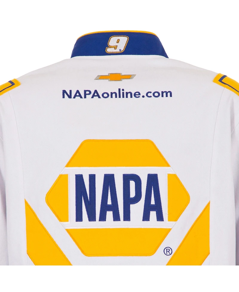 Jh Design Men's White/Royal Chase Elliott Napa Full-Snap Twill Uniform Jacket