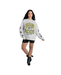 Gameday Couture Women's Ash Green Bay Packers Resilience Relaxed Rhinestone Pullover Sweatshirt