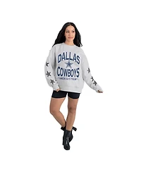 Gameday Couture Women's Ash Dallas Cowboys Resilience Relaxed Rhinestone Pullover Sweatshirt