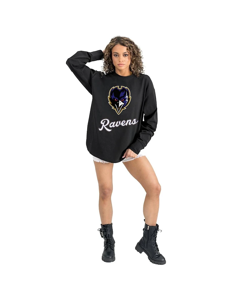 Gameday Couture Women's Black Baltimore Ravens Oversized Long Sleeve T-Shirt