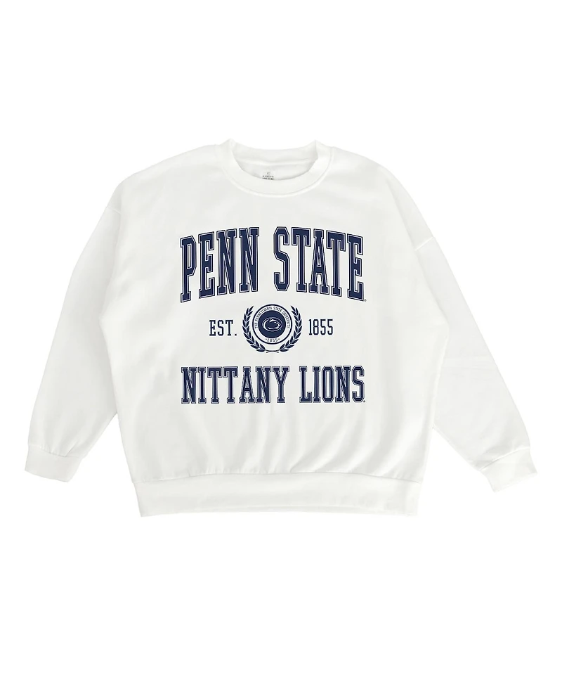 Gameday Couture Women's White Penn State Nittany Lions Premium Fleece Drop Shoulder Oversized Pullover Sweatshirt