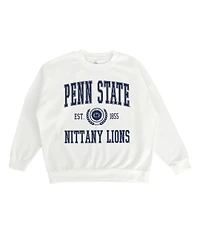 Gameday Couture Women's White Penn State Nittany Lions Premium Fleece Drop Shoulder Oversized Pullover Sweatshirt