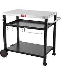 3Shelf Outdoor Grill Table Pizza Oven Table for Outside Movable Grill Cart with Wheels Indoor Outdoor Cooking Station
