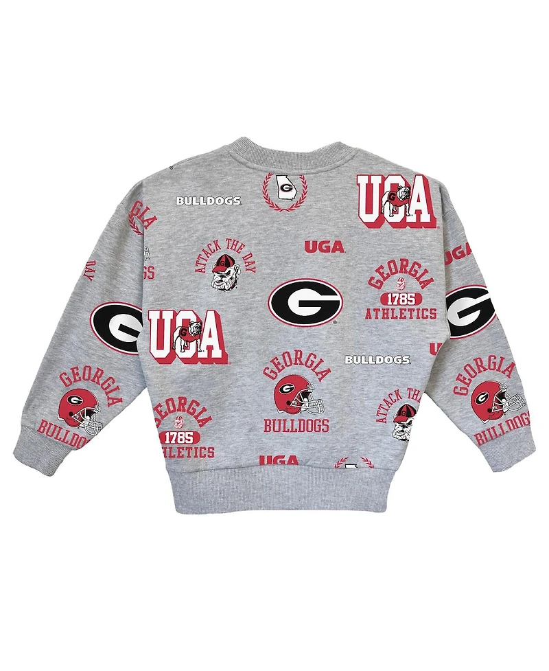 Gameday Couture Big Girls Gray Georgia Bulldogs Always On Repeat Pullover Sweatshirt