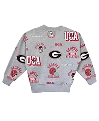 Gameday Couture Big Girls Gray Georgia Bulldogs Always On Repeat Pullover Sweatshirt