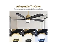 52-inch Modern Stylish Golden 5-Blade Ceiling Fan with Remote Control and Light Source