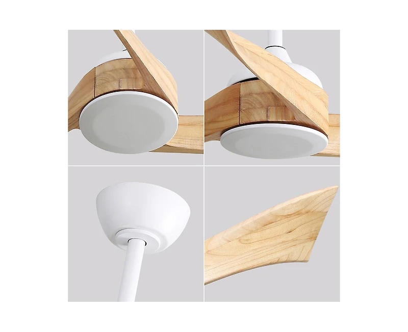 52-inch White Modern 3 Blades Ceiling Fan Light with Remote Control Support Six Speed Ajustable