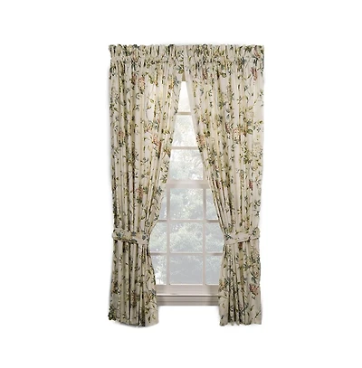 Ellis Curtain Abigail 100 Percent High Quality 2-Piece Window Rod Pocket Panel Pairs With 2 Tie Backs - 90x84" - 90" x 84" Multicolor