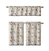 Kate Aurora 3 Piece Cafe Rod Pocket Autumn Country Rooster Kitchen Curtain Tier & Valance Set