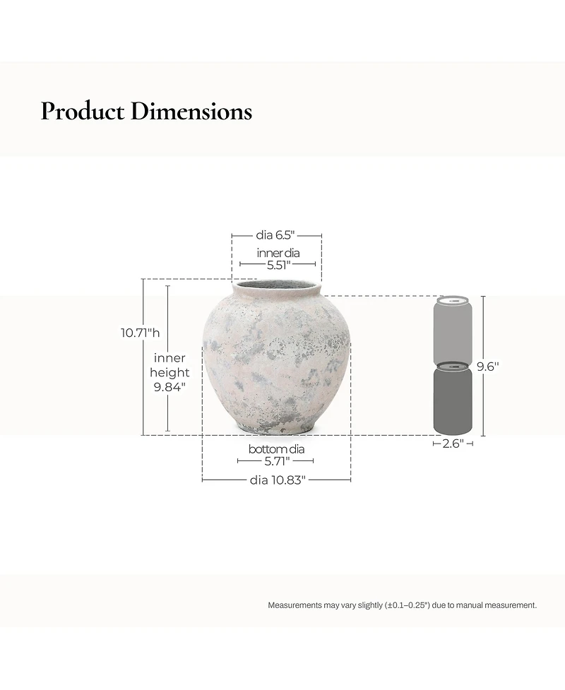 LuxenHome 10.7" Mottled Gray Cement Globe Vase, Round Decorative Accent for Home Decor