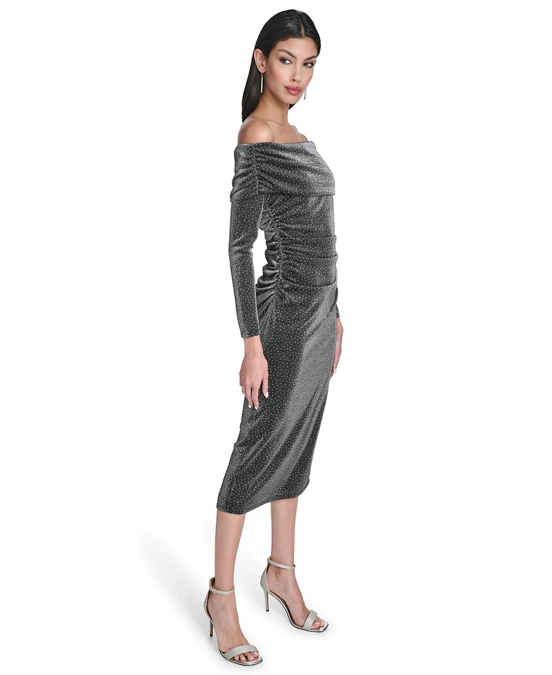 Vince Camuto Women's Glitter Knit Off-The-Shoulder Dress