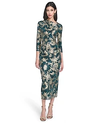 Vince Camuto Women's Metallic Crinkle Knit Dress