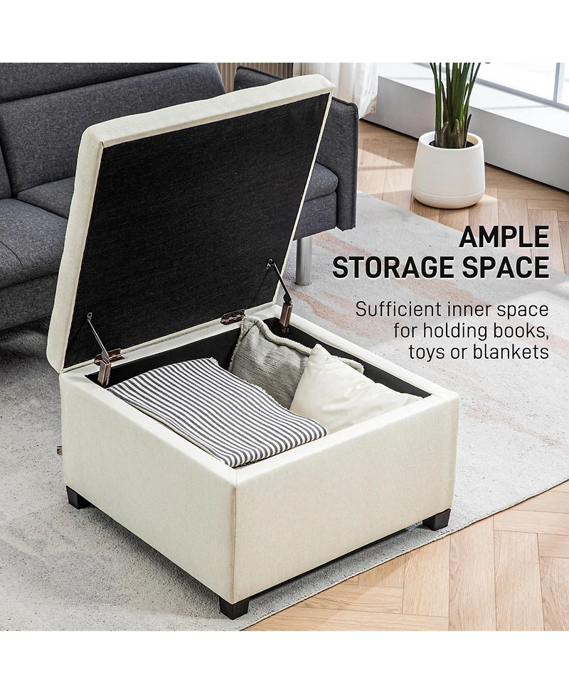 Homcom Fabric Tufted Storage Ottoman with Flip Top for Living Room Bedroom