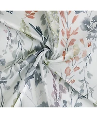 Habitat 100% Polyester Audrey Sheer Grommet Floral Faux Linen Curtain Panel