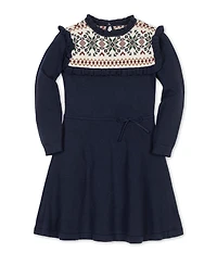 Hope & Henry Toddler Girls Organic Ruffle Collar Fair Isle Yoke Sweater Dress
