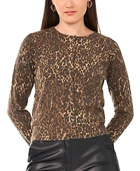Vince Camuto Women's Leopard Print Long-Sleeve Cardigan Sweater