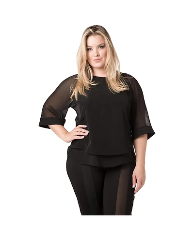 Standards & Practices Plus Milla Sheer 3/4 Sleeves Top