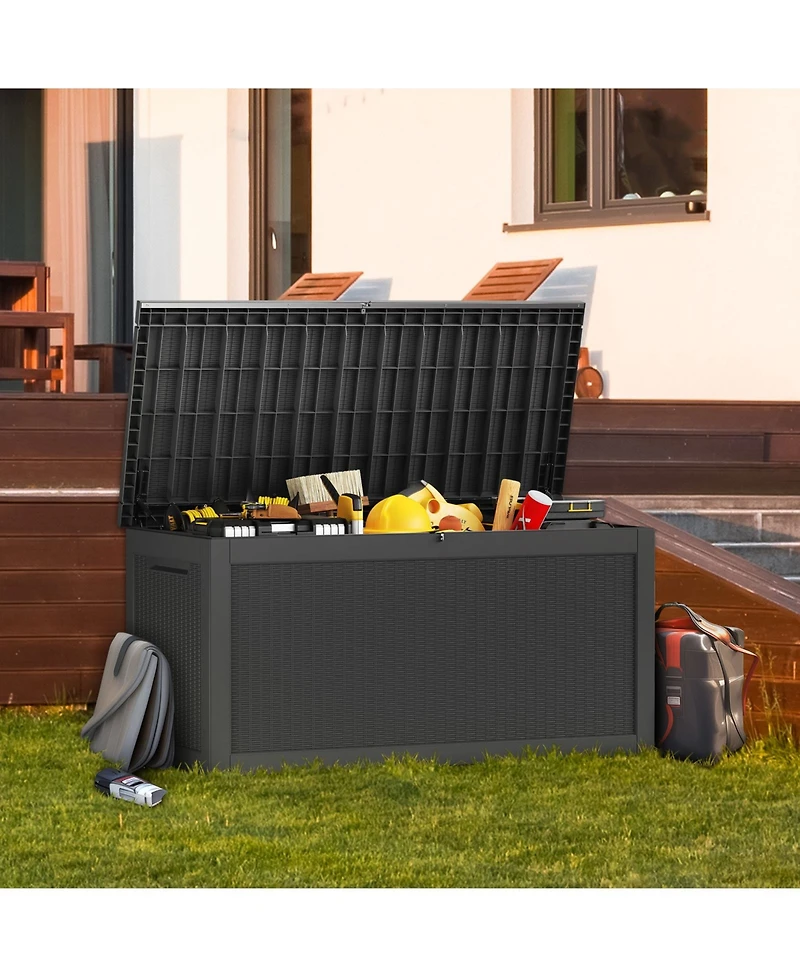 Patio Waterproof Resin Deck Box Lockable Outdoor Storage Garden Tools