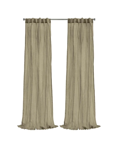 Habitat 100% Polyester Paloma Sheer Broomstick Crushed Solid Dual Header Curtain Panel 52" x 84" Khaki