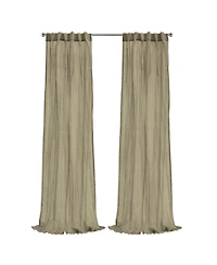 Habitat 100% Polyester Paloma Sheer Broomstick Crushed Solid Dual Header Curtain Panel 52" x 84" Khaki