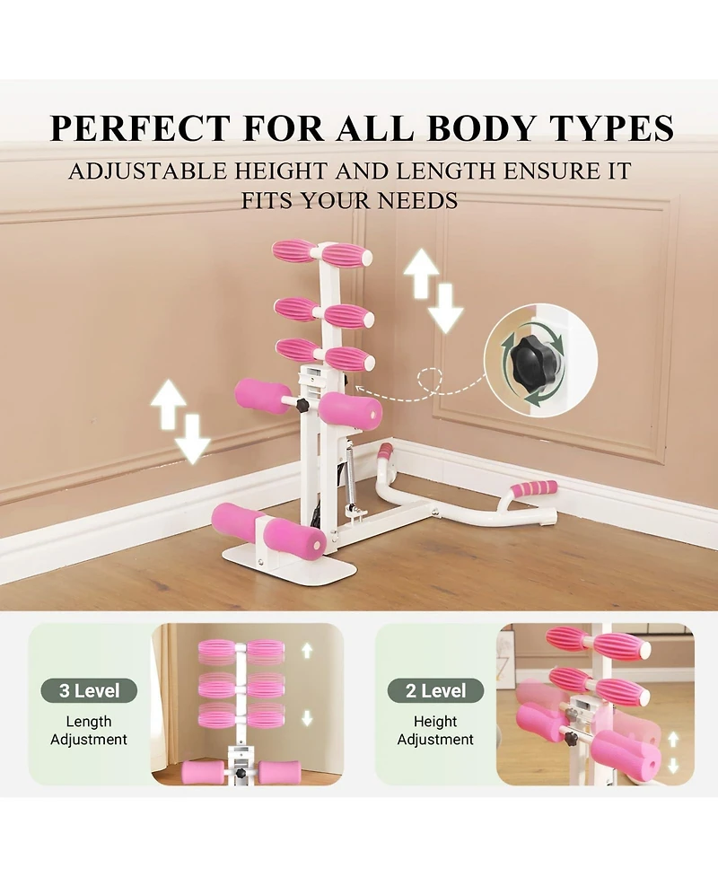 Squat Machine, Deep Squat Machine for Women - Adjustable Glute Trainer with Resistance Bands, Pink