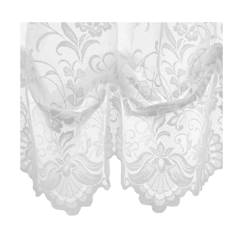 Habitat Limoges Sheer Rod Pocket Timeless Romantic Floral Lace Design Balloon Curtain 55" x 63" White