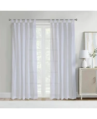 Habitat 85% Polyester 15% Cotton Crushed Sheer Tab Crinkle Textured Solid Curtain Panel 52" x 63" White