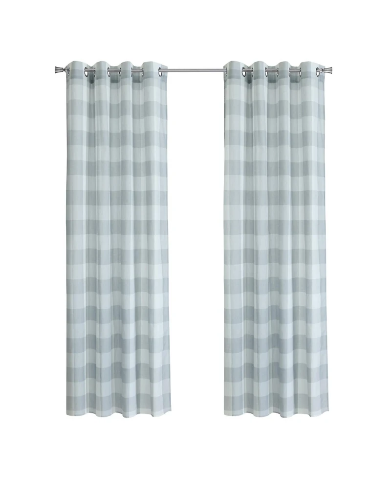 Habitat 100% Polyester Genesis Light Filtering Plaid Woven Grommet Curtain Panel 52" x 95" Grey
