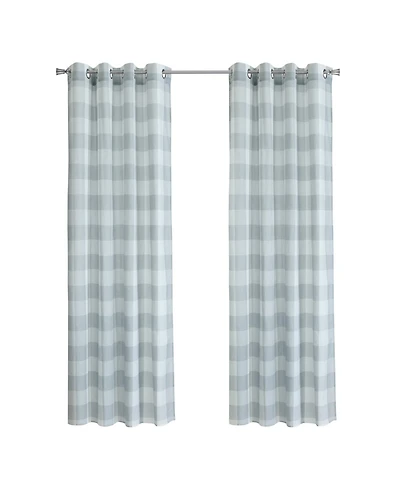 Habitat 100% Polyester Genesis Light Filtering Plaid Woven Grommet Curtain Panel 52" x 95" Grey