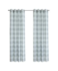 Habitat 100% Polyester Genesis Light Filtering Plaid Woven Grommet Curtain Panel 52" x 95" Grey