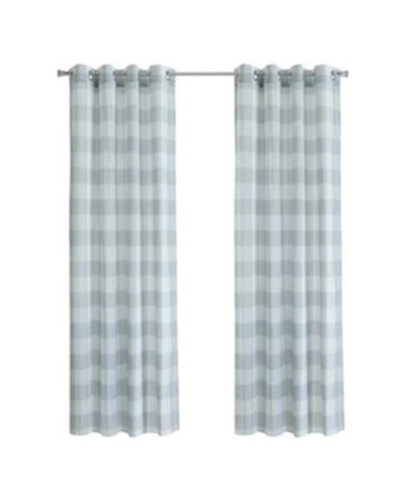 Habitat 100 Polyester Genesis Light Filtering Plaid Woven Grommet Curtain Panel 52 X22 X 95 X22 Grey