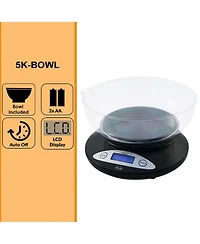 American Weigh Scales 5K-Bowl Digital Kitchen Bowl Scale White, 11LB / 5KG