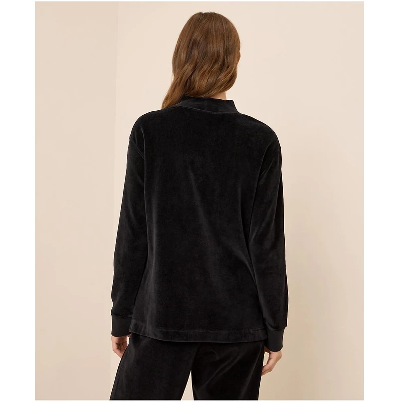 Pact Women's Organic Cotton Velour Mock Neck Pullover
