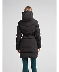 JACK1T Women's Diamond Belted Hooded Down Coat