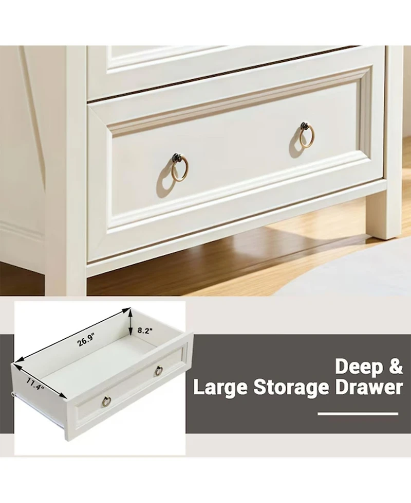 Airsurfer 5 Drawers Dresser Chest for Bedroom Wood Rustic Tall Chest of Drawers Organizer for Bedroom Living Room and Hallway