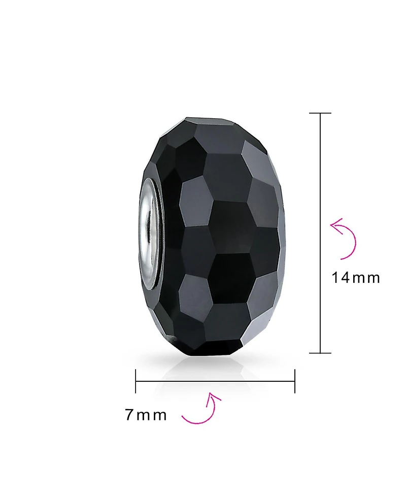 Bling Jewelry Set of 2 Faceted Murano Glass Charm Bead with Sterling Silver Core