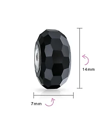 Bling Jewelry Set of 2 Faceted Murano Glass Charm Bead with Sterling Silver Core